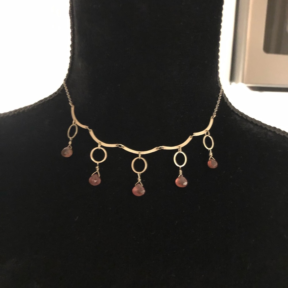 Silver choker with purple stones
